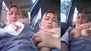 Bokep Tante Jilbab Pamer Toket Sambil Naik Mobil poster